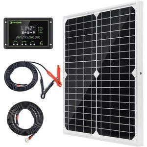 Solar Panel Kit 20W 12V Monocrystalline with 10A Solar Charge Controller